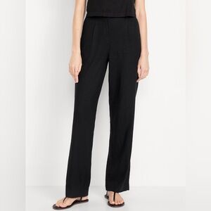 Old Navy Black Flat Front Linen Pants
